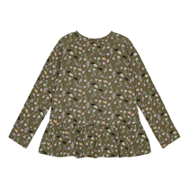 BIRKHOLM Peplum Bluse Grøn Blomstermark